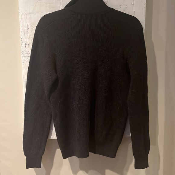 NEW Theory Merino Wool MEDIUM 1/4 Zip Pullover Sweater Ribbed Dark Grey MEN - Picture 4 of 10